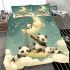 Cute cartoon pandas shooting stars bedding set