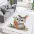 Cute cartoon rabbit holding a carrot area rugs carpet