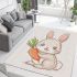 Cute cartoon rabbit holding a carrot area rugs carpet