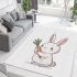 Cute cartoon rabbit holding a carrot in a simple area rugs carpet