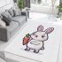 Cute cartoon rabbit holding a carrot in a simple area rugs carpet