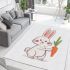 Cute cartoon rabbit holding a carrot in a simple area rugs carpet