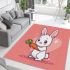 Cute cartoon rabbit playing with a carrot area rugs carpet