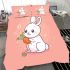 Cute cartoon rabbit playing with a carrot bedding set