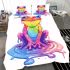 Cute cartoon rainbow frog sitting on a water puddle bedding set