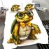 Cute cartoon turtle wearing glasses bedding set