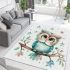 Cute cartoon watercolor baby owl area rugs carpet