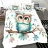 Cute cartoon watercolor baby owl bedding set