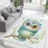 Cute cartoon watercolor baby owl area rugs carpet