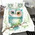 Cute cartoon watercolor baby owl bedding set