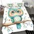 Cute cartoon watercolor baby owl bedding set