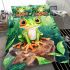 Cute cartoon watercolor frog with big eyes bedding set