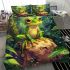Cute cartoon watercolor frog with big eyes bedding set