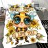 Cute chibi bee with sunflowers and hearts bedding set