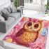 Cute chibi owl with a bow on its head area rugs carpet