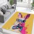 Cute colorful easter bunny with a bow tie and sunglasses area rugs carpet