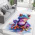 Cute colorful frog sitting on water area rugs carpet