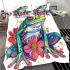 Cute colorful frog with flowers bedding set