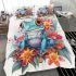 Cute colorful frog with flowers bedding set