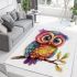 Cute colorful owl with big eyes sitting on a tree branch area rugs carpet