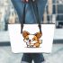 Cute corgi puppy leather tote bag