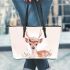 Cute deer with a floral wreath on its horns leather totee bag