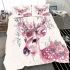 Cute deer with floral wreaths and pastel pink antlers bedding set