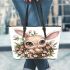 Cute easter bunny with big eyes leather tote bag