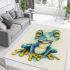 Cute frog cartoon style blue and green color area rugs carpet