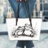 Cute frog couple in love leaather tote bag