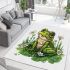 Cute frog sitting on the grass with flowers area rugs carpet