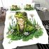 Cute frog sitting on the grass with flowers bedding set