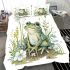 Cute frog sitting on the ground with flowers bedding set