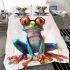 Cute frog with glasses in a full body shot bedding set