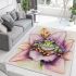 Cute green frog with purple flowers on its back area rugs carpet