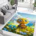 Cute happy bee with big eyes holding a heart shaped honey area rugs carpet
