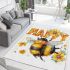 Cute happy bee with flowers on its wings area rugs carpet