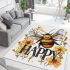 Cute happy bee with flowers on its wings area rugs carpet