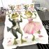 Cute happy frogs wearing tuxedos and pink dresses dancing bedding set