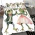 Cute happy frogs wearing tuxedos and pink dresses dancing bedding set