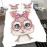 Cute kawaii bunny with pink glasses bedding set