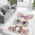 Cute kawaii bunny with pink glasses area rugs carpet