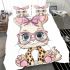 Cute kawaii bunny with pink glasses bedding set