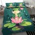 Cute kawaii frog standing on the edge bedding set