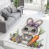 Cute kawaii gray bunny with big eyes area rugs carpet