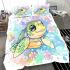 Cute kawaii turtle surrounded by bubbles bedding set