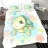 Cute kawaii turtle surrounded by bubbles bedding set