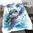 Cute kawaii turtle surrounded by bubbles bedding set