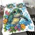 Cute kawaii turtle surrounded by bubbles bedding set