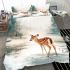 Cute little deer standing in the snow bedding set